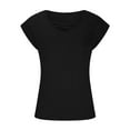thumbnail image 4 of HAPIMO Women's Trendy Loose Cotton Lined Pullover Summer Tees Short Sleeve V Neck Keyhole Shirts Casual Relaxed Workout Blouses for Teen Girls Solid Color Black L, 4 of 6