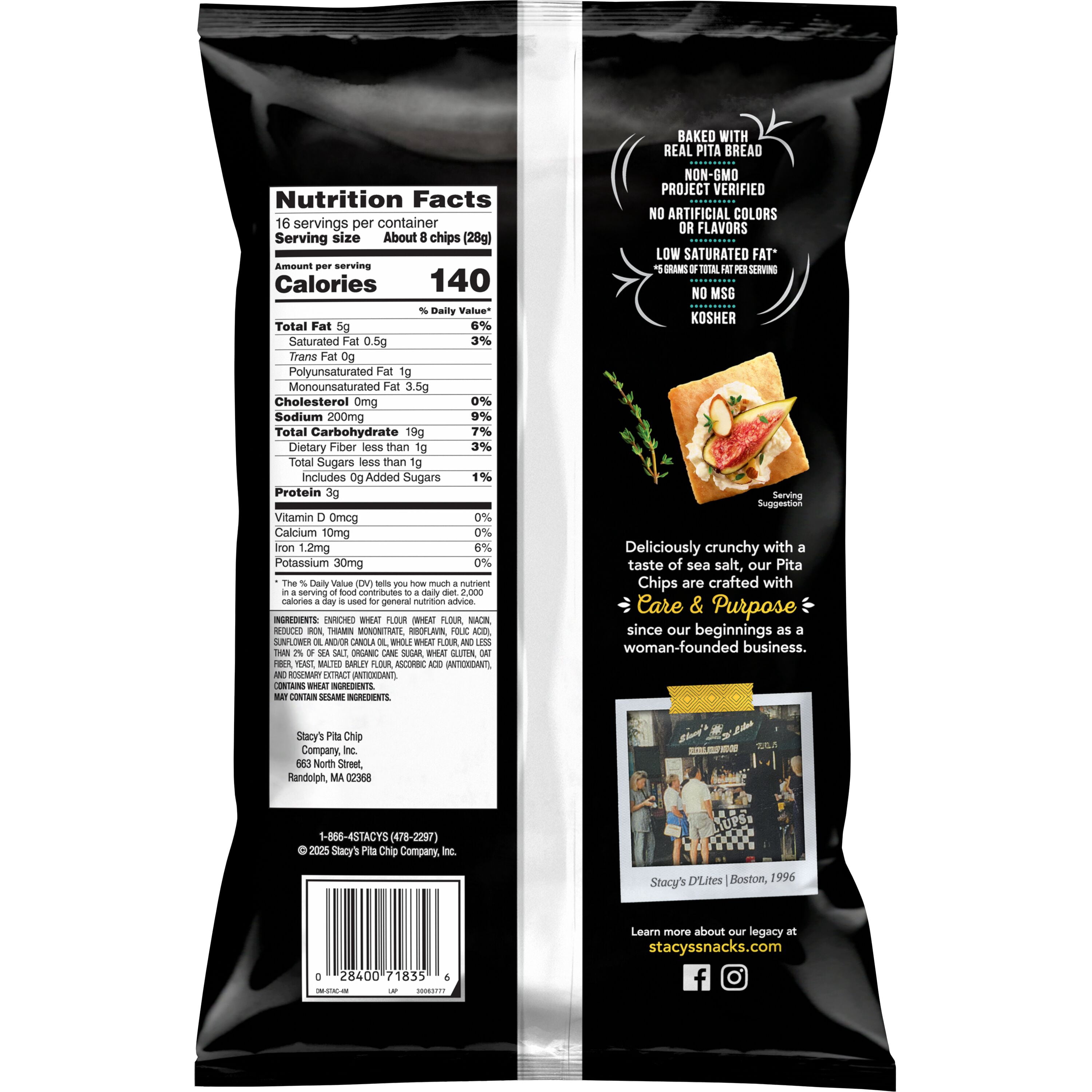 Stacy’s No Artificial Colors or Flavors Sea Salt Pita Chips Bag, 16 oz​