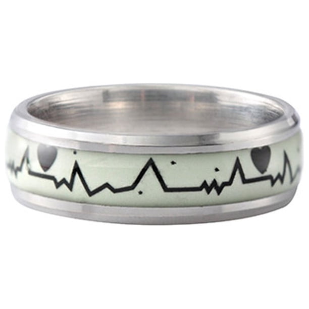 Anillos para mujer, regalos para mujer, anillo luminoso de acero de titanio para parejas, joyería luminosa, anillo de electrocardiograma