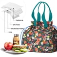 thumbnail image 4 of Pioneer Flower Floral Print Pattern Drawstring Lunch Bag Women - Drawstring Lunch Bag Insulated for Work Office - Stain-Resistant Large Lunchbags for Women with Multi-Pockets, 4 of 6