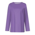 thumbnail image 4 of Purple Womens Tops Long Sleeve Shirts for Women Casual Crew Neck Tops Fall Fashion 2025 Fitted Basic Tee Tunic Tops Pullover Shirts for Women, 4 of 5