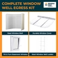 thumbnail image 2 of Egress Window Well Kit with Tilt & Turn Basement Window, Window Well Cover, Egress Ladder & Tuffwell window well, Basement Window Covers, Polycarbonate Window Well Covers Outside, 49"L x 36"W x 48"D, 2 of 6