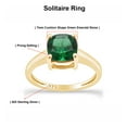 thumbnail image 2 of AFFY 2CT 7MM Cushion Simulated Green Emerald Solitaire Ring for Women 14K Yellow Gold over Silver-9, 2 of 6