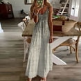 thumbnail image 2 of Edvintorg Maxi Dress Clearance Women's Summer Style Printed Holiday Strap V-Neck Long Dress Beach Vacation Outfits For Women 2024 On Clearance, 2 of 4