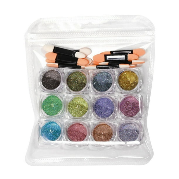 Polvo De Cromo De Esmalte De Uñas, Espejo Metálico Alto Y Brillante En Polvo De Uñas 12 Colores Para El Salón