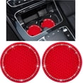 thumbnail image 1 of Yazoeia 2 Pack Bling Car Cup Coaster, 2.75 Inch Rhinestone Silicone Auto Cup Holder Insert Coaster, Anti Slip Crystal Soft Rubber Cup Pad, Universal Vehicle Accessories for Women (Red) CJC912-115022, 1 of 6