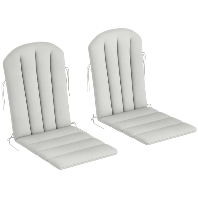 Outsunny Coussin de Chaise Adirondack 2 Pcs, Coussins de Chaise de Patio, Gris Pâle