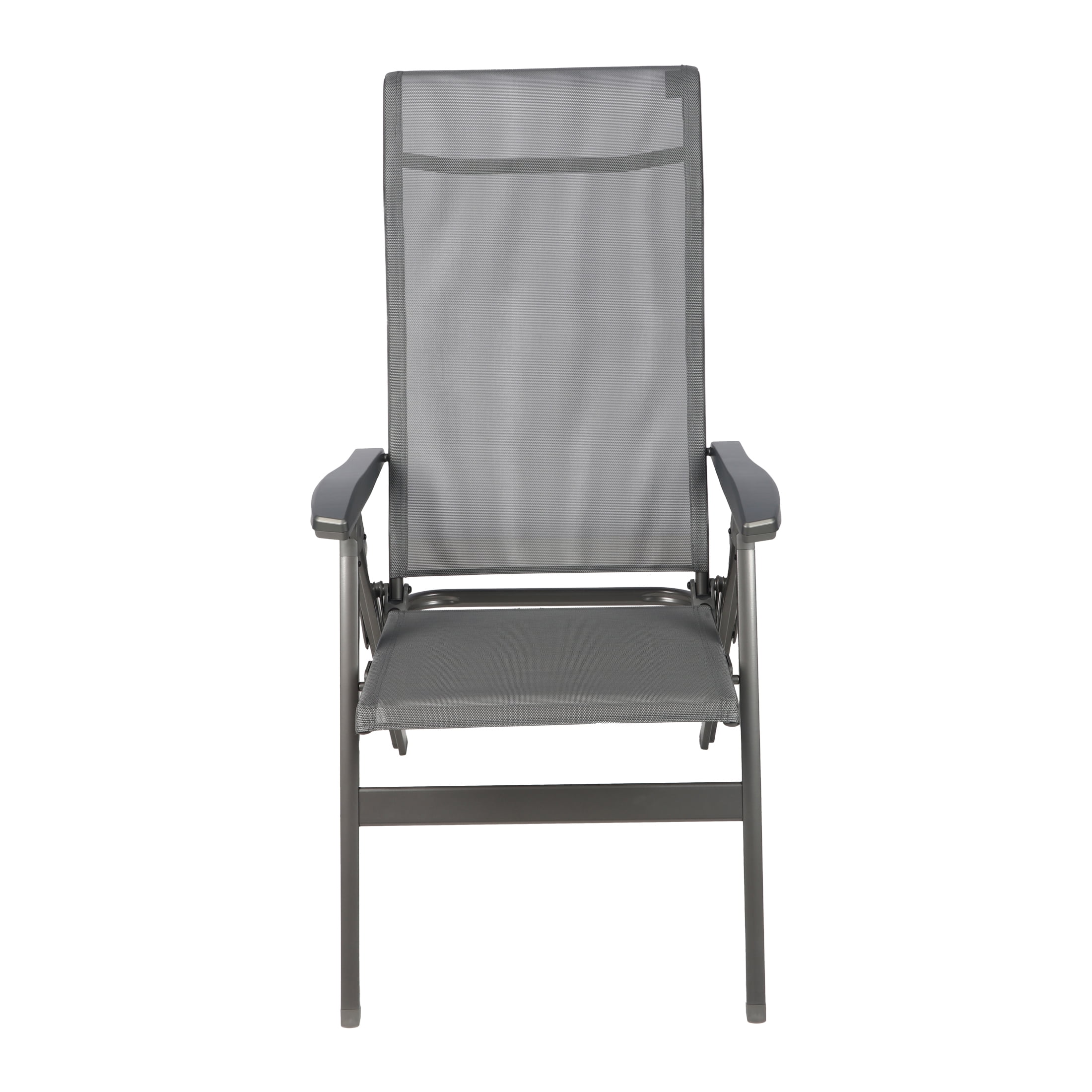 Ozark Trail Deluxe Folding Camping Recliner Chair, Gray, Outdoor Patios and Decks