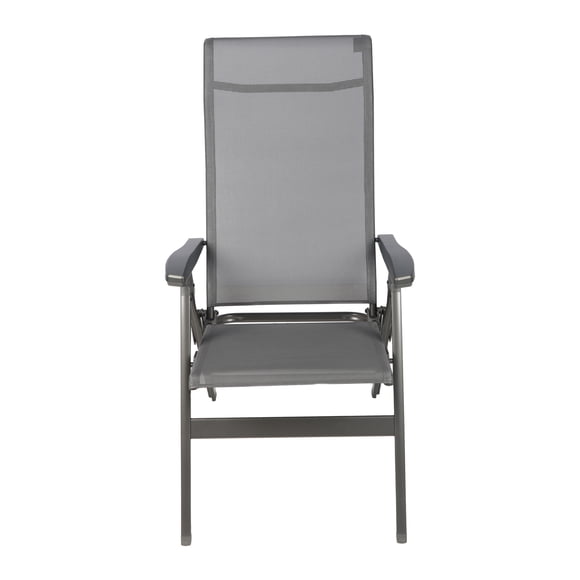 Ozark Trail Deluxe Folding Camping Recliner Chair, Gray, Outdoor Patios and Decks