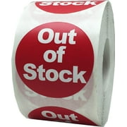 PATHONOR Red with White Out of Stock Stickers, 1.5 Inches Round, 500 Labels on a Roll