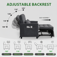 thumbnail image 3 of 55inch Sleeper Sofa Bed, Convertible Pull Out Couch Loveseat with Adjustable Backrest, USB Charging Ports & Side Pocket, Towel Fabric Loveseat Sofa for Apartment, Bedroom & Living Room (Dark Gray), 3 of 7