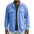 thumbnail image 2 of Stamzod Men's Button Down Shirt Jacket Casual Long Sleeve Shacket Spring Summer Textured Shirts with Pockets Blue C XL, 2 of 7