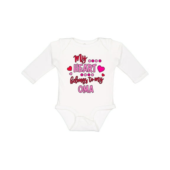 Inktastic My Heart Belongs to My Oma Boys or Girls Long Sleeve Baby Bodysuit