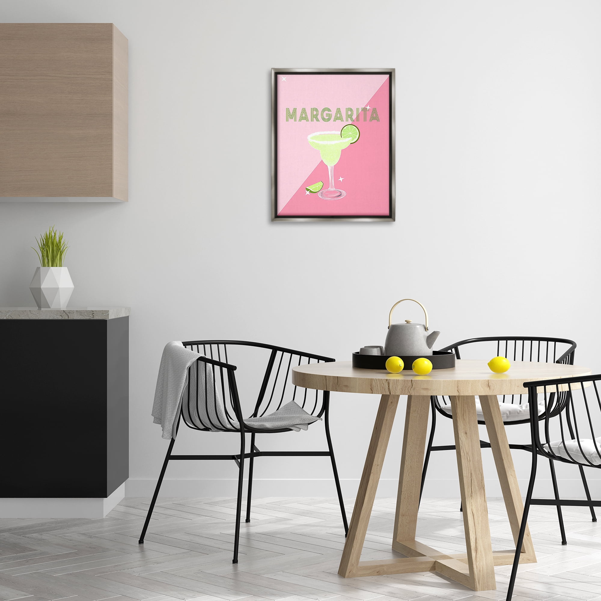 Stupell Industries Modern Margarita on Pink Food & Beverage Painting Gray Floater Framed Canvas Art Print Wall Art, 17 x 21