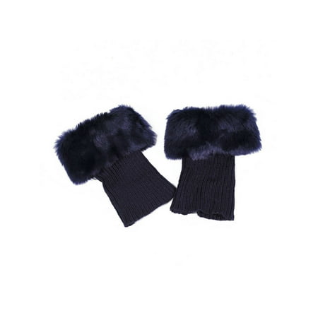 

Nokpsedcb Womens Winter Knitted Boot Cuffs Fur Knit Toppers Boot Socks Legs