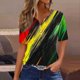 thumbnail image 4 of Blusas de Verano de las Mujeres Casual Gradiente Manga Corta V-Cuello Superior, Ligera Imitación de Tela de Estante para la Primavera Y el Verano Diario Y de Fiesta, 4 of 5