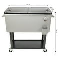 thumbnail image 2 of 80 Quart Rolling Cooler Cart on Wheels, Outdoor Kitchen Cooling Bins Ice Chest with Open Shelf, Bottle Opener and Cap Catcher, Bar Drink Cooler, Beverage for Patio Pool Party, Silver, 2 of 9