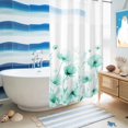 thumbnail image 5 of No Hook Shower Curtain, Teal Spring Floral Shower Curtains for Bathroom with See Through Top Window, Summer Botanical Watercolor Vintage Waterproof & Washable Bath Curtain Narrow 54"x78", 5 of 9