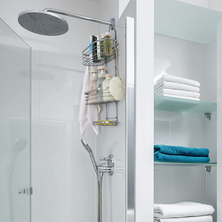 TOPCHASE Shower Caddy Shower Organizer, Adhesive Shower Shelves for Inside  Shower, 3 Pack Bathroom Shampoo Holder With Soap Dish, Hooks, Large Shower