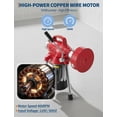 thumbnail image 3 of 500W Drain Cleaner Machine with Auto Feed - 66ft x 5/8" & 16ft x 3/8" Steel Cables, 7 Cutters, Electric Sewer Auger for 3/4" to 4" Pipes, 3 of 9