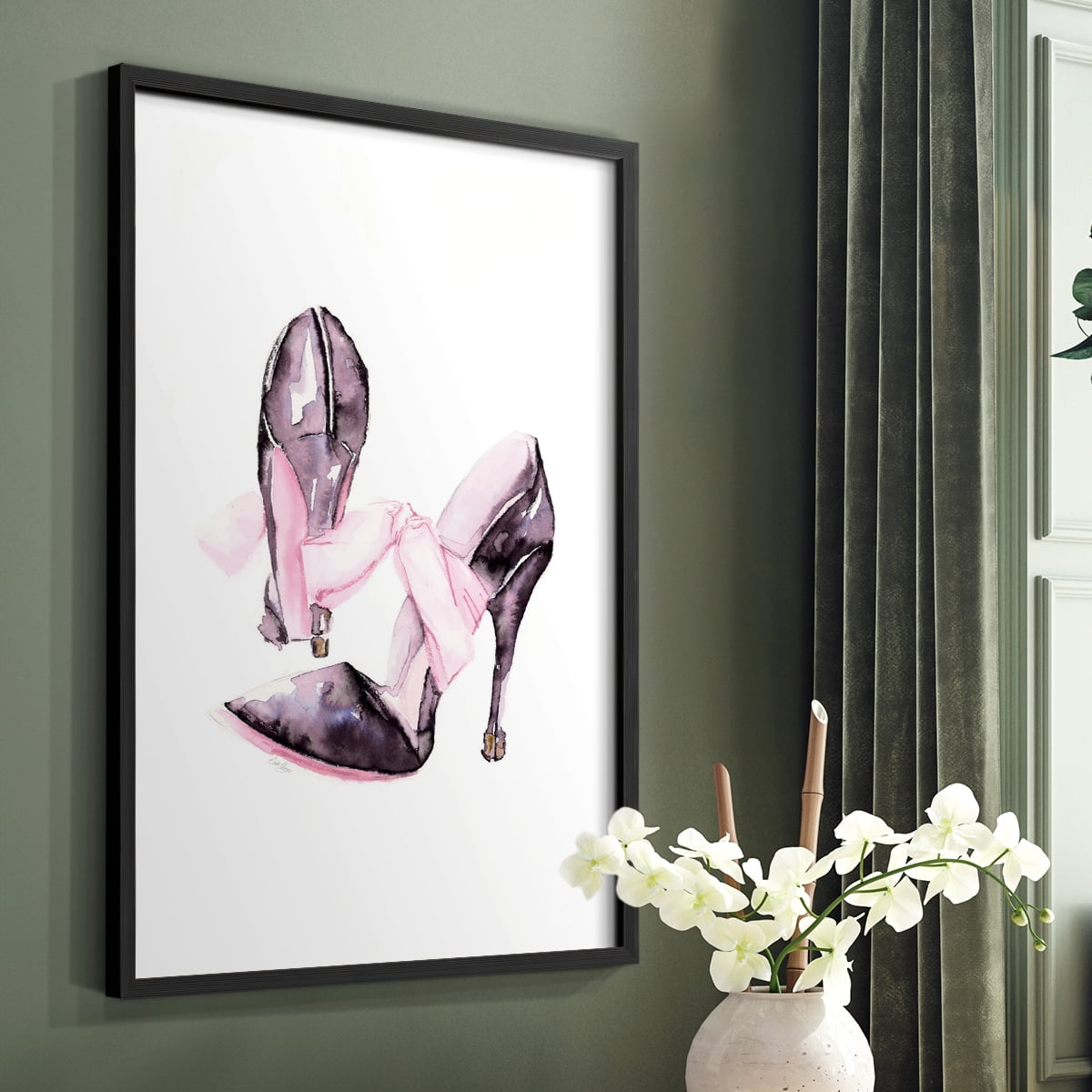 Bow Stilettoes in Paper Solid Wood 22 x 28 Framed Print