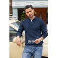 thumbnail image 3 of COOFANDY Men's Stand Collar Sweater Knit Henley Long Sleeve Sweater Quarter Button Pullover Knitwear, 3 of 10