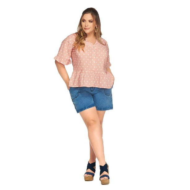Blusa Rosa Con Lunares Mundo Terra Mujer