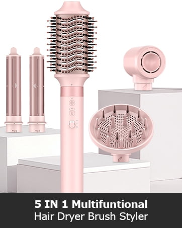 5 in 1 High-Speed Hot Air Styler, Professional Frizz-Free Hair Dryer Brush with Diffuser, No Heat Damage Air Styler Wrap for Curl, Volumize