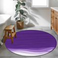 thumbnail image 4 of 3ft Round Rug, Purple Waves Non-Skid Rubber Backing Large Area Rugs - Living Room Bedroom Home Office, Ombre Abstract Art Gradient Modern Indoor Floor Mat Carpets Washable Rug, 4 of 9