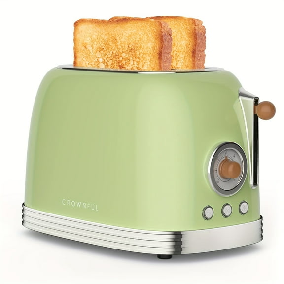 Lumivant 2-Slice Toaster, Extra Wide Slots Toaster, Retro Stainless Steel With Bagel, Cancel, Defrost, Reheat Function And 6-Shade Settings, Removal Crumb Tray, Green