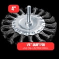 thumbnail image 2 of DYNAMIC 4" Circular Brush Twist Knot  Plain Bore  1/4" 6.4 mm Shaft  Optimal for Weld Cleaning & Metal Prep  Professional Grade  Ideal for Industrial & DIY Projects  Operates to 11000 RPM, 2 of 7