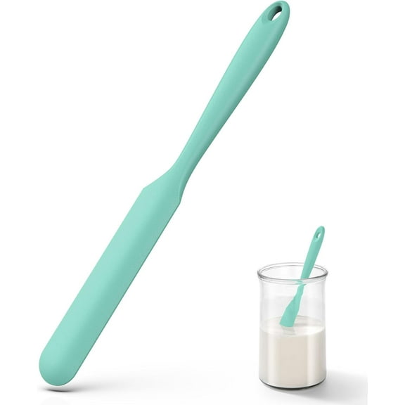 U-Taste Silicone Jar Spatula: 600ºF Heat-Resistant Food-Grade Sourdough Stirring Stick, 10in Seamless Flexible Peanut Butter Spreader (Aqua Sky)