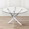 thumbnail image 3 of Star Round Glass Dining Table with Metal Star base in Shinny Gold, Glass Dining Table 36", 3 of 3