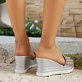 thumbnail image 5 of HomeDM Wedge Flatform Sandals for Women Summer Comfort Open Toe Slip-On Summer Beach Slides Sandals, Silver Size 9.5, 5 of 9