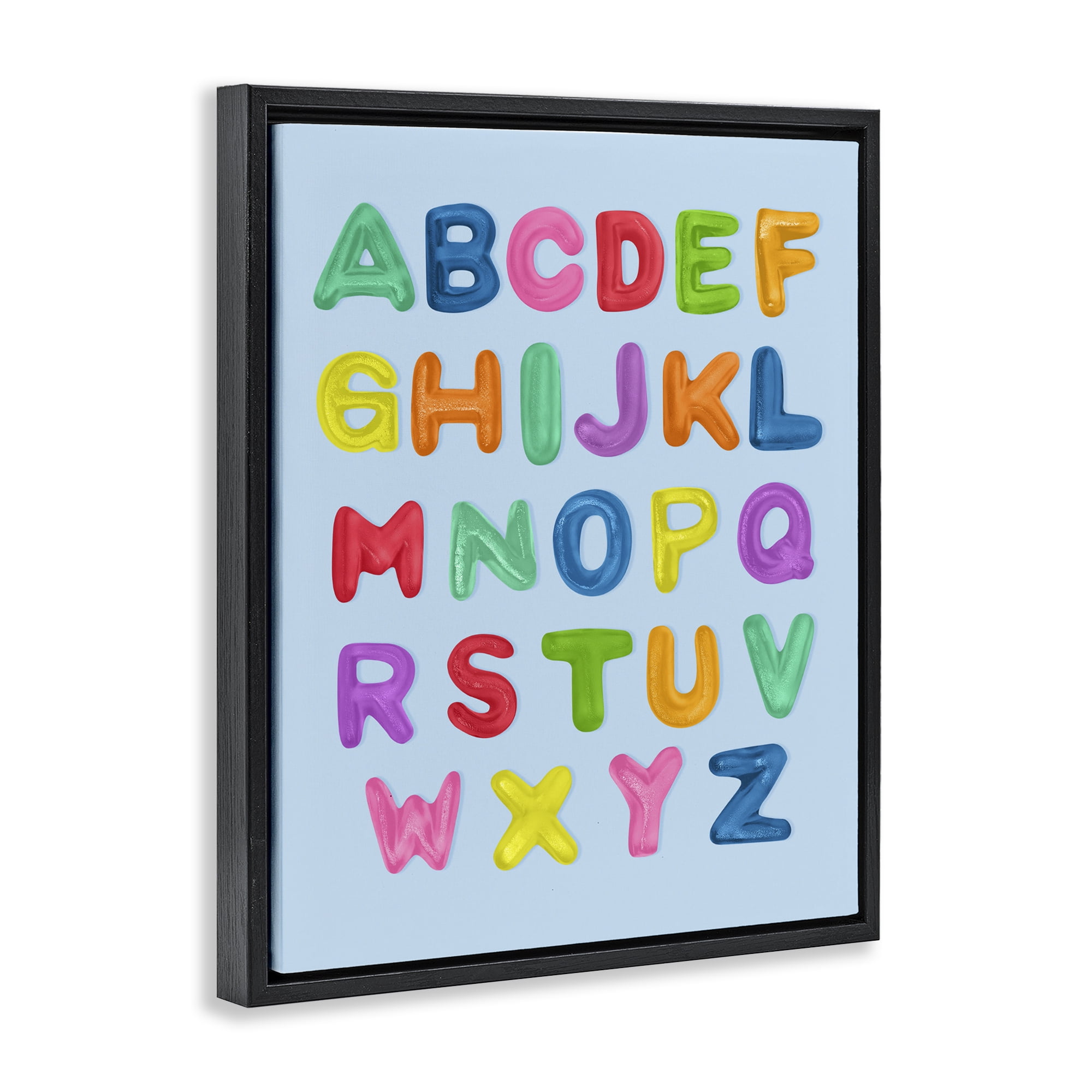 Stupell Industries Gummy Candy Alphabet Black Framed Floater Canvas Wall Art, design by LISH Creative