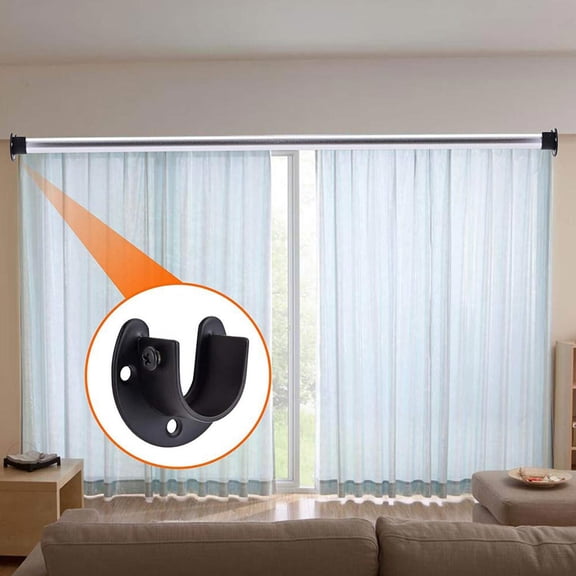 Soimiss Closet Rod Support Curtain Rod Holder For Wall Stainless Steel Black 4Pieces