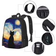 thumbnail image 2 of Balery Cat Under Starry Skies Mochila para hombre y mujer - Tela Oxford 600D resistente - Gran capacidad, resistente al agua, ideal para la escuela, viajes y senderismo, 2 of 6