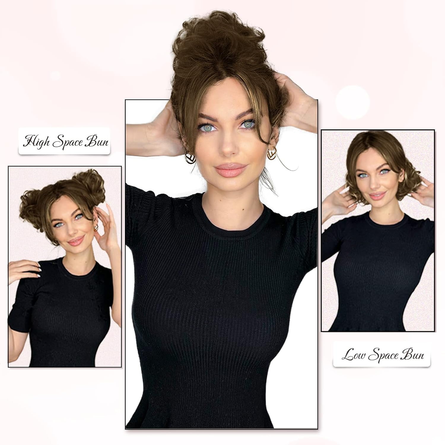 HAHDAXIA Messy Bun Hair Piece 100 Human Hair Messy Rose Bun Hair Buns for Women Real Hair Scrunchies Hair Piece Updo Hair Pieces Bun Extension Ponytail Messy Hair Bun brown mixed light