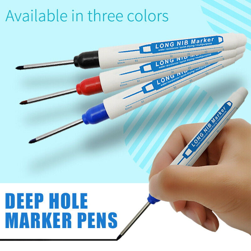 Long Head Markers Woodworking Decoration Multi-purpose Deep Hole Marker Pens 