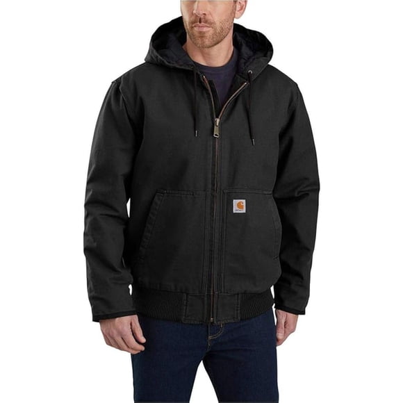 Refurbished Carhartt 104050 Men's Loose Fit Washed Duck Insulated Active Jacket, Large, Black