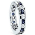 thumbnail image 4 of Pompeii 2ct Blue Sapphire & Diamond Channel Set Eternity Ring 14K White Gold (G/H,I1), 4 of 4