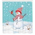 thumbnail image 3 of Ambesonne Snowman Shower Curtain, Happy Christmas Pattern, 69"Wx75"L, Multicolor, 3 of 3