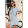 thumbnail image 6 of DOPI Denim Dress for Women with Pockets Short Sleeve Babydoll Denim Shirt Dresses for Women 2023, 6 of 6