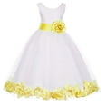 thumbnail image 2 of Ekidsbridal Girl Formal Flower Girl Dress - White Floral Rose Petals Dress with Tiebow 302T-A (Size: S-16), 2 of 3