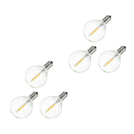 

6Pcs G40 LED Replacement Light Bulbs E12 Screw Base Shatterproof LED Globe Bulbs for Solar Warm White