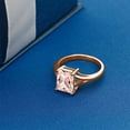 thumbnail image 3 of Gem Stone King 18K Rose Gold Plated Silver Peach Nano Morganite Solitaire Engagement Ring for Women (2.00 Cttw, Emerald Cut 9X7MM, Gemstone October Birthstone, Size 8), 3 of 4