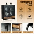 thumbnail image 6 of Costway Kitchen Storage Cabinet Freestanding Buffet Sideboard w/ 2 Glass Doors & Drawers, 6 of 10