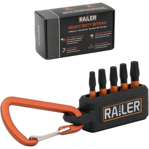 Railer Double Square Screwdriver Bit Set - Premium S2 Steel 1 Inch Impact Driver 5-Piece Trailer Bit Set With A Tool Storage Bit Holder & Carabiner
