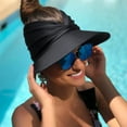 thumbnail image 4 of WSBArt Womens Sun Hat Wide Brim Summer UPF 50+ UV Protection Beach Sport Ponytail Sun Visor Cap, Black, 4 of 7