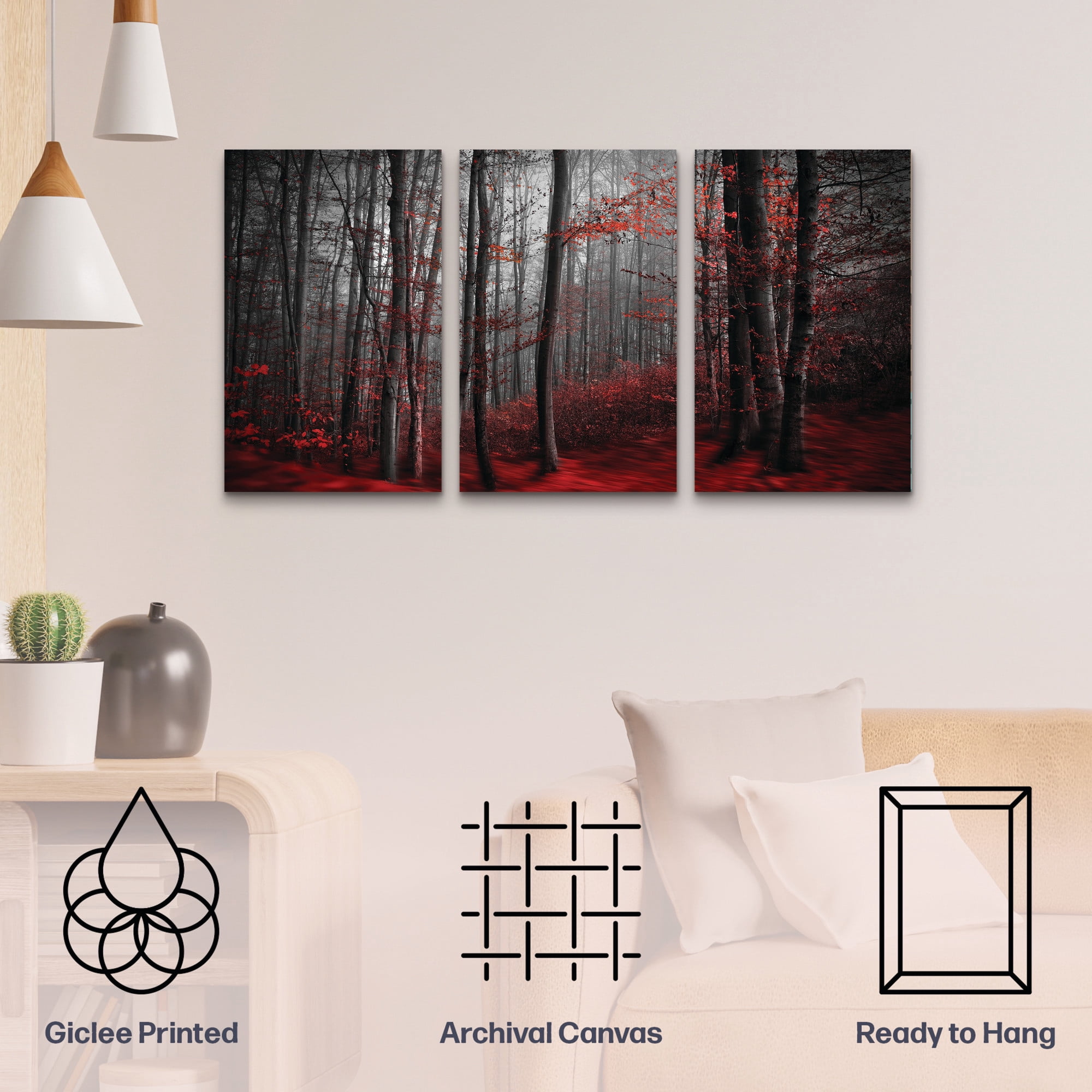 Samanta Bloody River 3 Panel  Canvas Wall Art Set by Trademark Fine Art